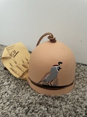 Small Southwest Tesa Pottery Ceramic Hand-Painted Bird 3.5" Windbell Chime